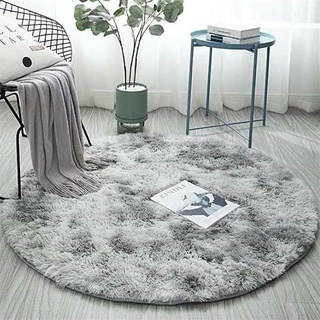 Icegrey Shaggy Teppich Hochflor Langflor Plüschteppich Runder Tie-Dye Dekor rutschfeste Waschbar Bodenmatte für Wohnzimmer flauschig Shaggy Schlafzimmer Bettvorleger Outdoor Carpet, 100cm, Hellgrau