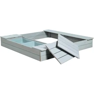 roba Holzsandkasten Outdoor+ mit 2 Spielwannen grau