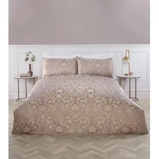 Rapport Home Elegantes Blumen-Bettwäsche-Set für Super-King-Size-Betten, Damast-Rose, Bettbezug mit Kissenbezügen