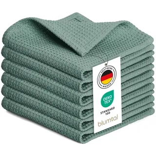 Blumtal® Geschirrtücher 30x30 cm im 6er Set - 100% Baumwolle, Küchentücher waschbar bis 60 °C - Grüne Geschirrtücher/Spültücher