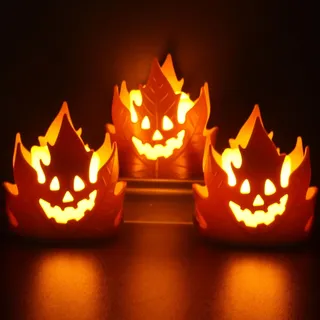 Halloween Kerzen LED, 3 Stück Geister Halloween Kerze, Flammenlose Kerzen Licht, Deko Kerzenlichter, Batteriebetriebene LED Geister Deko, Leuchtende Kerze Herbst Teelichter für Horror Dekoration