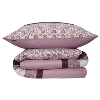 SCHIESSER Siena Gestreift Burgund 135 x 200 cm + 80 x 80 cm
