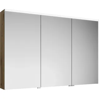 burgbad Eqio Spiegelschrank mit LED-Aufsatzleuchte und Waschtischbeleuchtung, 3-türig, mittlerer Türanschlag links, 1200x800x170mm, SPGT120RF5662, Korpus: Eiche Dekor Urban