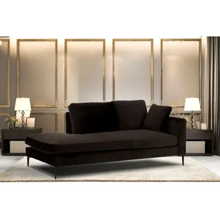 Home affaire Recamiere »Cozy Chaiselongue, Maße B/T/H: 195/97/80 cm« mit losen Kissen und Metallbeinen, Armlehne links oder rechts wählbar, braun