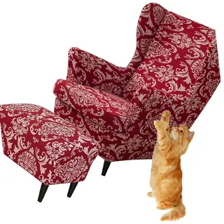 3 Teilig Ohrensessel Überzug Mit Ottomane Schonbezug Tiger Stuhlbezug Mit Armlehne Ohrensessel Schonbezüge Stretch Sessel Überwürfe Ohrensesselbezüge Bezug Sesselhusse Tiger Stuhlbezug ( Color : #74 )