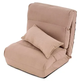 Verstellbarer Schlafsessel 220x60x14 cm, klappbar, mit Kissen, in wählbarer Farbe (Khaki) - Grün