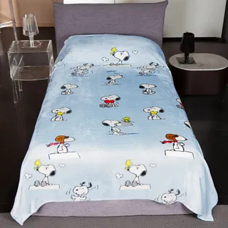 Kanguru Snoopy Peanuts Bettüberwurf 130 x 230 cm Hellblau