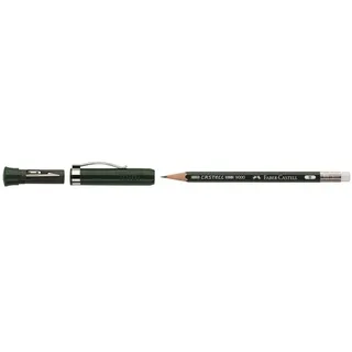 Faber-Castell Bleistift Castell 9000 B dunkelgrün mit Radierer