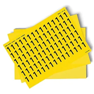 Zahlen 0–9, 10 Stück, 23 mm hoch, 300 x 200 mm, gelb, selbstklebendes Vinyl