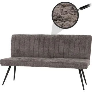 Sitzbank HWC-K16, Esszimmerbank Bank Polsterbank, Rückenlehne Stoff/Textil Chenille Metall 160cm grau-braun - Grau
