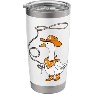 Orange Cowgirl Gans Cowboyhut Country Gänse Doppelwandiger Edelstahl-Thermobecher