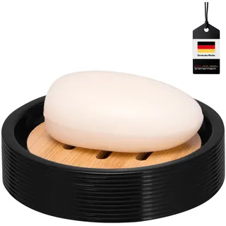 bremermann Seifenschale Segno, schwarz , Kunststoff , 11.6x2.8x11.6 cm , Badaccessoires, Seifenschalen