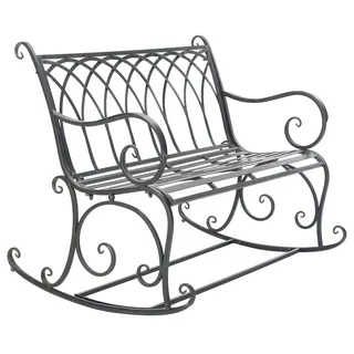 SAFAVIEH Rustikal Gartenbank Eisen, Schwarzer Rost, 110 x 85 x 95 cm