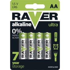 EMOS Raver Ultra Alkaline AA Mignon Batterien | 1,5 V | LR6 | 4 Stück | 7 Jahre lagerfähig