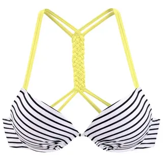 VENICE BEACH Push-Up-Bikini-Top Damen schwarz-weiß-limette Gr.34 Cup C