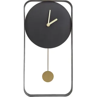 BELIANI Wanduhr Schwarz u. Gold Metall Rechteckig mit Pendel Zeigern Batteriebetrieben ohne Zahlen Indizes Sekundenzähler Modernes Design Pendeluhr - Schwarz, Gold