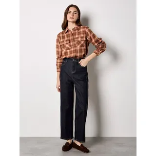 Karobluse APRICOT "Weiches kariertes Kurzoberteil", Damen, Gr. S (36), pink (pink, rust), gewebt, Obermaterial: 70% Polyester PES. 24% Baumwolle CO. 4% Viskose CV. 2% Polyacryl PAN., kariert, 1-Knopf-Manschetten, Blusen Karobluse, mit Karomuster