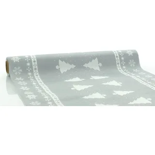 Sovie HOME Tischläufer White Tree in Silber aus Linclass® Airlaid, Einweg Weihnachtstischläufer stoffähnlich, ideal für Advents- & Weihnachtsfeiern, 40cm x 4,80m, 1 Stück
