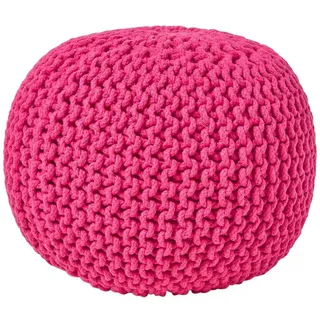 Homescapes Strick-Pouf pink, 40/40/35 cm , Pink , Textil , Uni , Rund , 40x35x40 cm , Wohnzimmer, Sessel, Hocker & Hockerbänke, Poufs