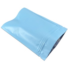 WACCOMT Pack 100 Stücke Matte Aluminiumfolie Verpackung Tasche Reißverschluss Selbstdicht Flachbeutel Lebensmittel Lagerung Geruchssicher Mylar Beutel (Matt Blau, 10x15cm (3.9x5.9 inch))
