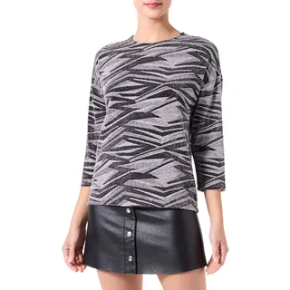 ONLY Damen Onlqueen 3/4 Glitter Top JRS, Silver/Pattern:Graphic Zebra, S