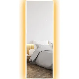 Ganzkörperspiegel 40 x 120 cm Standspiegel mit LED Lichte, Wandspiegel mit Touch-Steuerung, rahmenlos Bodenspiegel, für Schlafzimmer, Wohnzimmer