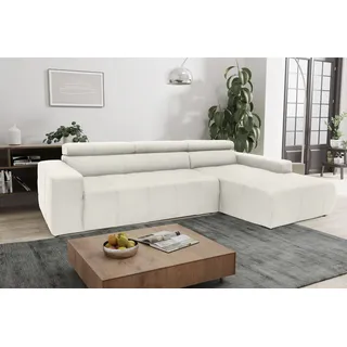 DOMO collection Ecksofa »Brandon große Ausführung B/T/H: 289/177/80 cm, auch in Leder und Cord«, mit Kopfteilverstellung, wahlweise Sitztiefenverstellung, L-Form beige