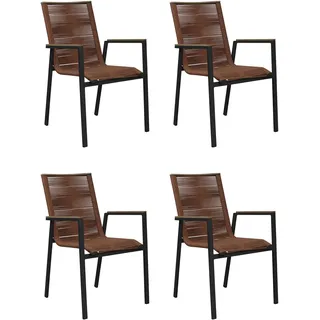 Gardissimo HELENA 4x Alu Stapelsessel mit Rope Bespannung & Teak-Armlehnen terracotta