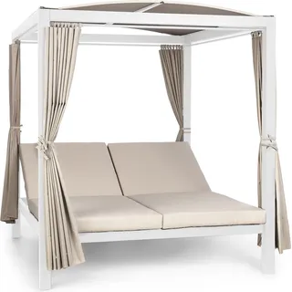 Blumfeldt Doppelliege Outdoor für 2 Personen mit Dach, XL Doppel-Sonnenliege, Doppel Garten Liege Bett für Erwachsene & Kinder, Gartenbett mit Verstellbarer Rückenlehne, Outdoor-Sonnenbett mit Dach