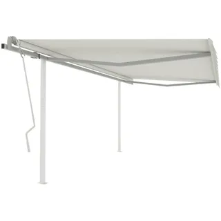 The Living Store Markise Manuell Einziehbar mit Pfosten 4x3 m Creme - Creme