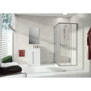 HÜPPE Alpha 2 Gleittüreckeinstieg, 3-teilig (1/2), Viereck, teilgerahmt, 750x1900mm, A21202055321, Duschkabine: Profilfarbe weiß Glas ESG klar