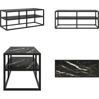 vidaXL TV Schrank Schwarz mit Schwarzer Marmor Optik Glas 100x40x40 cm - TV-Schrank - TV-Schränke - TV Lowboard - TV Tisch - Schwarz