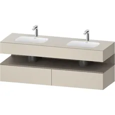 Duravit Qatego Einbauwaschtisch mit Konsolenwaschtischunterbau, 1600x550x600mm, Nische Basalt Matt, Doppelwaschtisch, QA4797043, Farbe: Taupe Supermatt/mit Nischenbeleuchtung