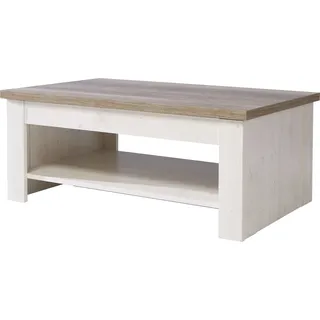 Couchtisch DURO Funktionstisch in Pinie weiß / Eiche antik - Weiß