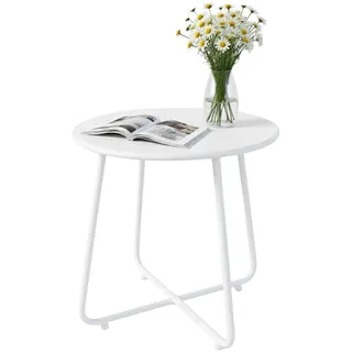 Relaxdays Beistelltisch Ø 44 x 46 cm Weiß