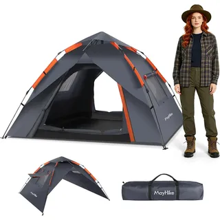 Camping Zelt 2 Personen Wurfzelt – Automatik Pop Up Zelt wasserdicht 3000mm mit 2 Türen und 2 Fenster, atmungsaktiv & luftdurchlässig, schnell aufbaubar für Camping, Strand & Festival (2.3×2.3×1.35m)