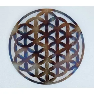 Unyqoos® Metall-Wanddekoration 'Blume des Lebens' Ø 60 cm – große runde Wanddeko aus Metall, dekoratives Wandbild für Wohnzimmer, Schlafzimmer, Büro