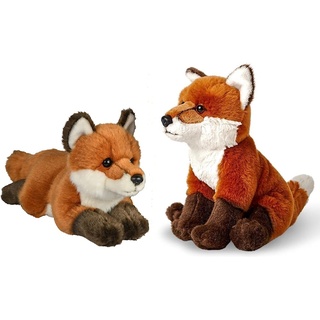 Uni-Toys - Rotfuchs, liegend- 24 cm Länge - Plüsch-Fuchs, Waldtier - Plüschtier, Kuscheltier & - Rotfuchs, sitzend - 21 cm Höhe - Plüsch-Fuchs - Plüschtier, Kuscheltier