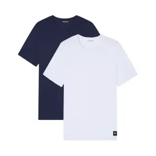 Emporio Armani für Herren. EM000391_AF20673 Essential Logolabel-T-Shirts navy (L), Weiß, Lässig, Baumwolle, Kurzarm, Marine