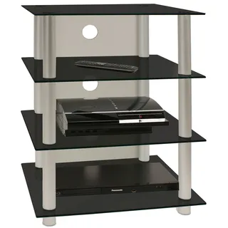 VCM Blados TV-Rack 54 x 70 x 42 cm Schwarz Aluminium/Glas/Holzwerkstoff