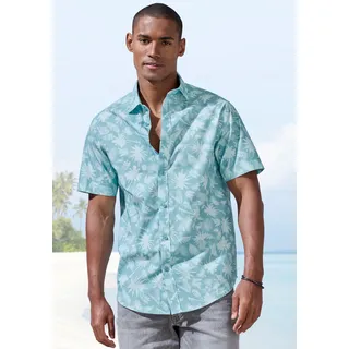 Beachtime Hawaiihemd »Regular fit«,, Kurzarm, Freizeithemd mit Palmenprint, reine Baumwolle, grün