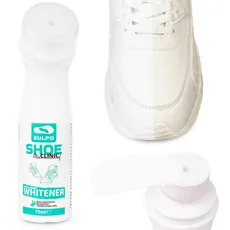 SULPO Schuhcreme Weiß Shoe Clinic Sneaker Whitener - Reiniger Weiße Schuhe - Schuh Weißmacher - Sneaker Pflege Weiß - Schwamm Applikator - deckend 75ml