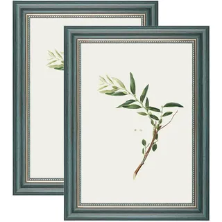 YoHyien Bilderrahmen Vintage A4 2er Set, Retro Fotorahmen zum Aufhängen und Aufstellen, Shabby Chic Postkarten Rahmen für Den Schreibtisch, Picture Photo Frame for Wall (Grün, 21 x 30 cm)
