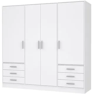 Forte Drehtürenschrank Jupiter 207 x 200 x 60 cm Weiß