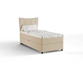 panda möbel Boxspringbett, 90cm x 200cm, Grau, mit Bettkasten, Matratze und Topper, Einzelbett, NEVADA, Panda Möbel - Grau