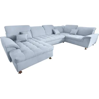 DOMO collection Wohnlandschaft Flachgewebe 2-Sitzer pastelblau