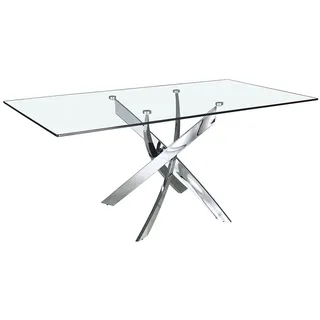 ac angel cerda Esstisch 140 x 75 x 95 cm Transparent/silber