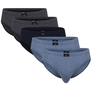 Götzburg Herren Briefs, 5er Pack - Single Jersey, Unterwäsche Set, Cotton Stretch Blau/Grau L