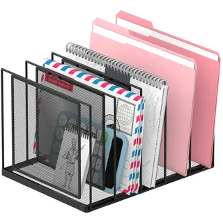 RITOLLO Vertikaler Schreibtisch-Aktenorganizer, 5-fach Dokumentenhalter aus Metall, stehender Datei-Sortierer für Büro, Homeoffice & Klassenzimmer, Schwarz