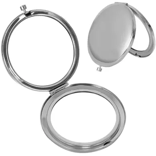 Kleiner Runder Tragbarer Handspiegel, Klappbar Mini Schminkspiegel, Tragbarer Taschenspiegel, Taschenspiegel mit Vergrößerung, Rund-Doppelspiegel, Kleiner Spiegel für Schmink auf Reisen (Silber)